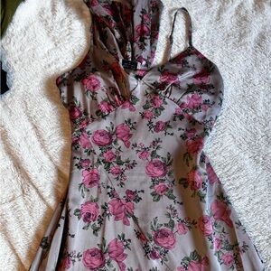 Floral Pink and Gray Dress